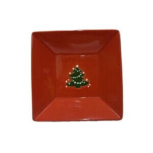 Waechtersbach Vintage Red Holiday 7” Serving Plate with Christmas Tree Design